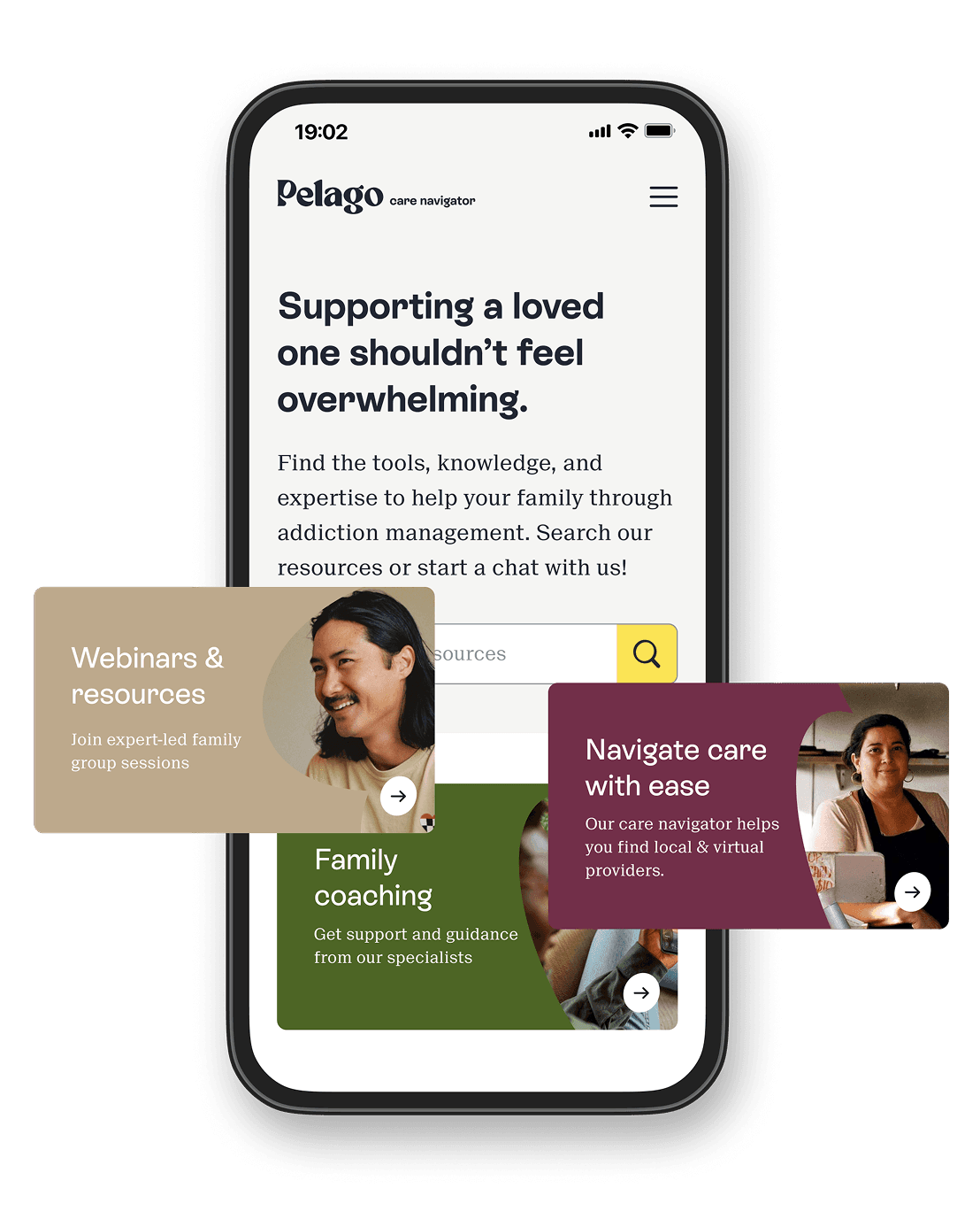 Pelago for families on mobile view