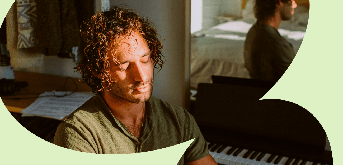 Man sitting alone in room